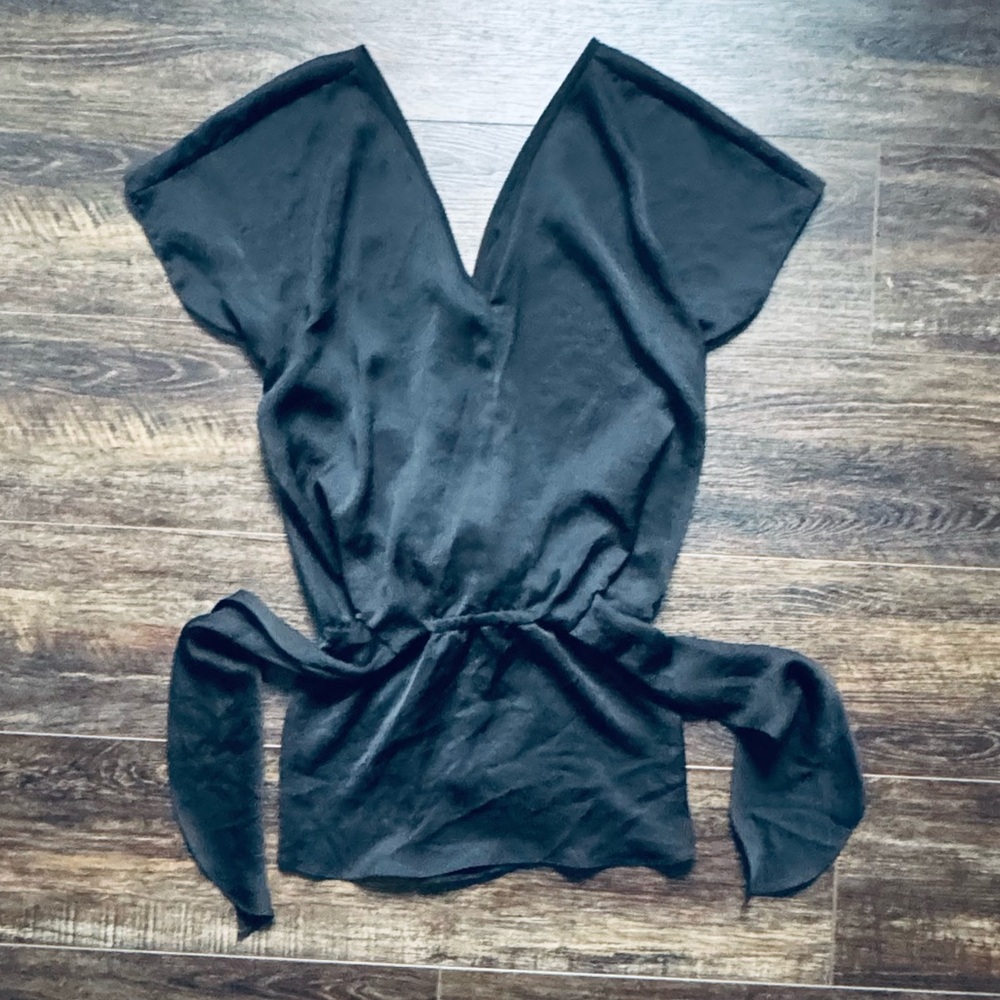 NWT CARVEN Haut Satin Black Shirt 42